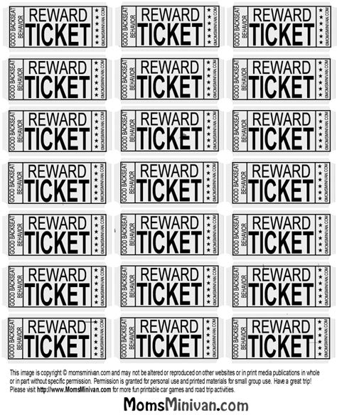 Free Printable Reward Tickets